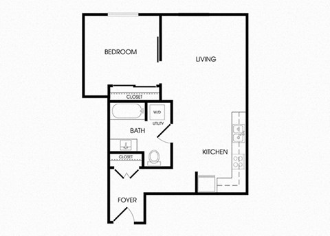 A09 one bedroom floorplan at Infinity Apartments in Seattle, WA