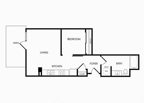 A10 one bedroom floorplan at Infinity Apartments in Seattle, WA