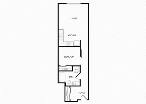 A12 one bedroom floorplan at Infinity Apartments in Seattle, WA