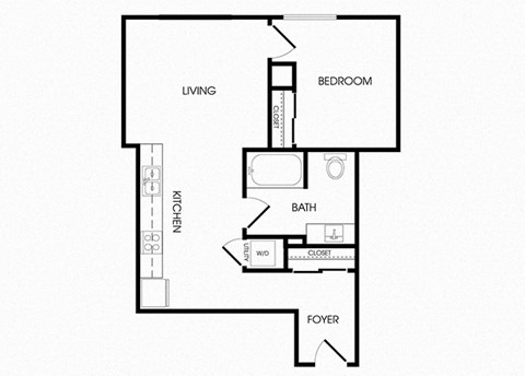 A13 one bedroom floorplan at Infinity Apartments in Seattle, WA