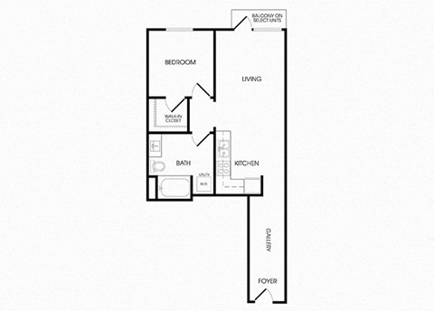 A15 one bedroom floorplan at Infinity Apartments in Seattle, WA