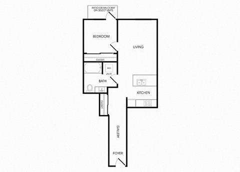 A17 one bedroom floorplan at Infinity Apartments in Seattle, WA