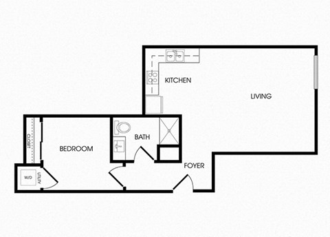 A20 one bedroom floorplan at Infinity Apartments in Seattle, WA