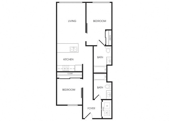 two bedroom floor plan image at infinity apartments in seattle wa