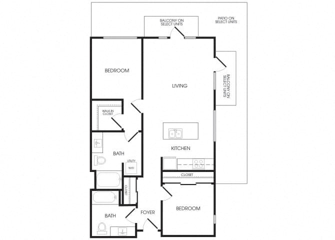 two bedroom floor plan image at infinity apartments in seattle wa