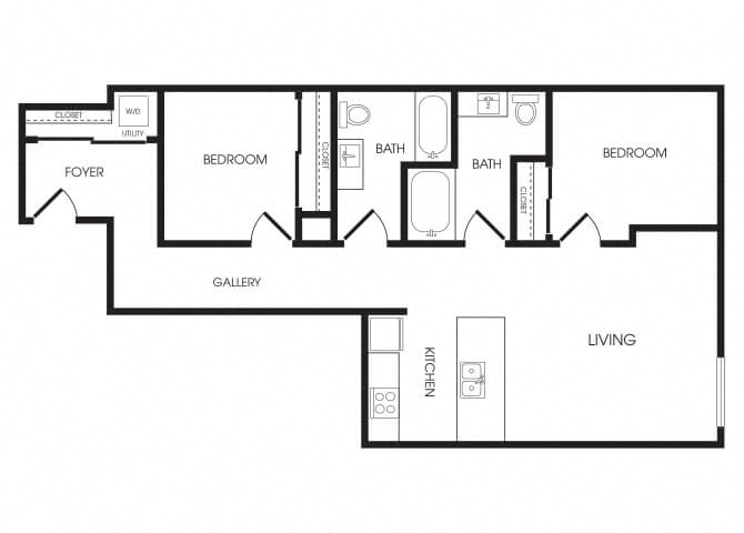 two bedroom floor plan image at infinity apartments in seattle wa