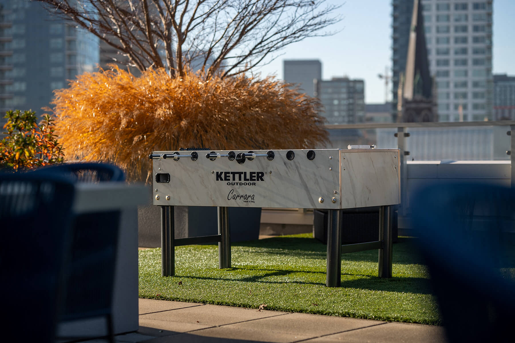 Rooftop foosball table at Infinity Apartments in Seattle WA