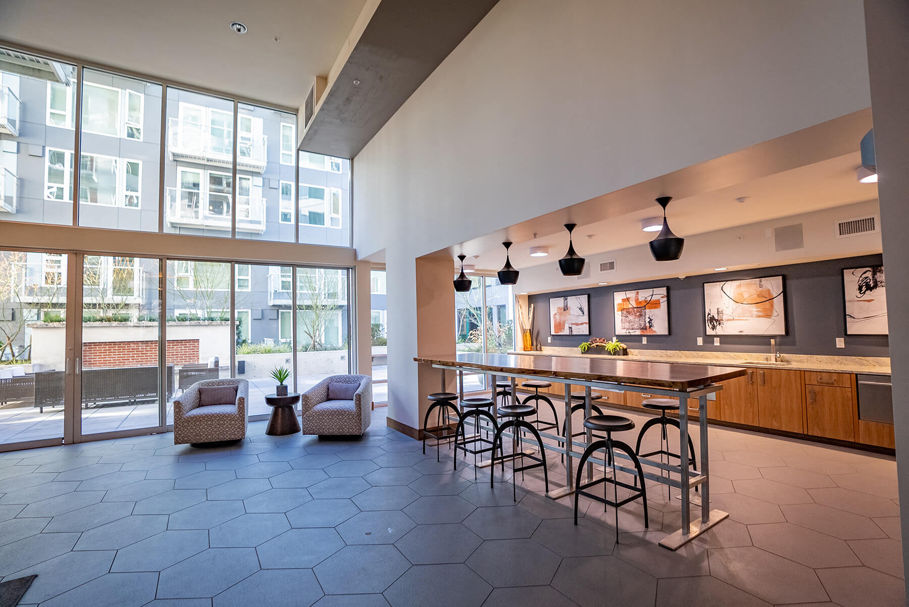 Social Lounge and Kitchen at Infinity Apartments in Seattle WA