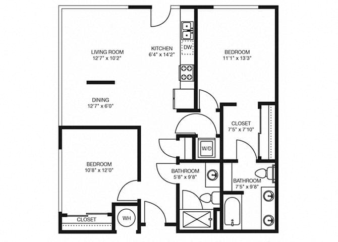 B1.2 floorplan at The Douglas Apartments in Denver