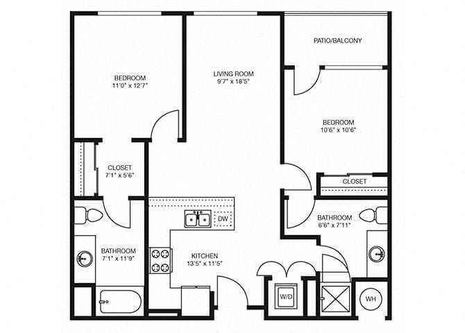 B2 floorplan at The Douglas Apartments in Denver