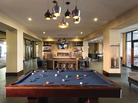 Social Lounge with Pool Table at The Douglas Apartments in Denver
