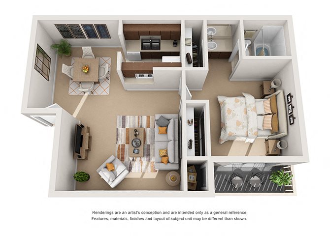 1 bed 1 bath floorplan 1 bed 1 bath floorplan, at Patterson Place, Santa Barbara, CA 93111