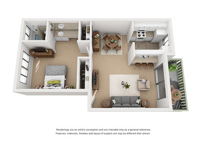 1 bed 1 bath floorplan 1 bed 1 bath floorplan, at Pacific Oaks, Goleta