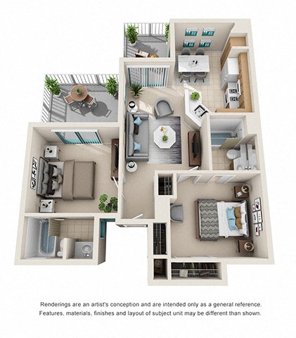 2 bed 2 bath floorplan c 1 bed 1 bath floorplan c, at Rancho Franciscan Senior Apartments, Santa Barbara, CA 93105