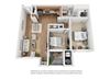 Plan 10 2 Bedroom 1 Bathroom 3D Floor Plan Plan 10 2 Bedroom 1 Bathroom 3D Floor Plan at Hancock Terrace Apartments, California, 93454