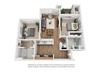 Plan 11 2 Bedroom 2 Bathroom 3D Floor Plan Plan 11 2 Bedroom 2 Bathroom 3D Floor Plan at Hancock Terrace Apartments, Santa Maria, CA, 93454
