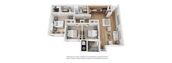 Plan 15 3 Bedroom 2 Bathroom 3D Floor Plan at Hancock Terrace Apartments, Santa Maria