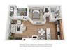 Plan 4 1 Bedroom 1 Bathroom 3D Floor Plan Layout Plan 4 1 Bedroom 1 Bathroom 3D Floor Plan Layout at Hancock Terrace Apartments, Santa Maria, CA, 93454