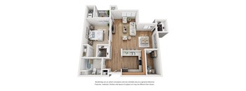 Plan 7 1 Bedroom 1 Bathroom 3D Floor Plan at Hancock Terrace Apartments, Santa Maria, California