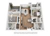 Plan 8 2 Bedroom 2 Bathroom 3D Floor Plan Plan 8 2 Bedroom 2 Bathroom 3D Floor Plan at Hancock Terrace Apartments, Santa Maria