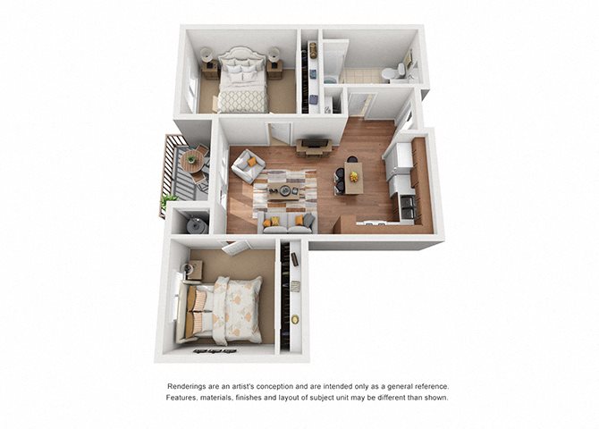 2 bed 1 bath floorplan 2 bed 1 bath floorplan, at Villa Del Sol, Santa Maria, CA