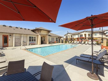 Pool Side Relaxing Area With Sundeck, at Villa Del Sol, California