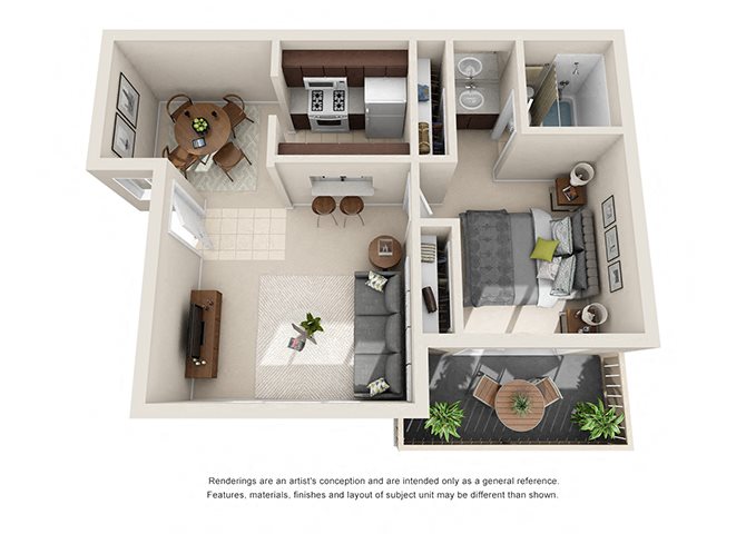 1 bed 1 bath floorplan 1 bed 1 bath floorplan, at Oceanwood Apartments, California