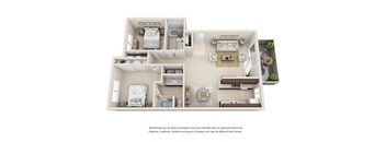 2 bed 2 bath floorplan A at  Oceanwood Apartments, California, 93436