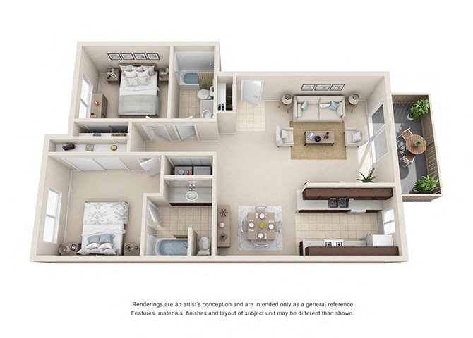 2 bed 2 bath floorplan 2 bed 2 bath floorplan, at Oceanwood Apartments, California, 93436