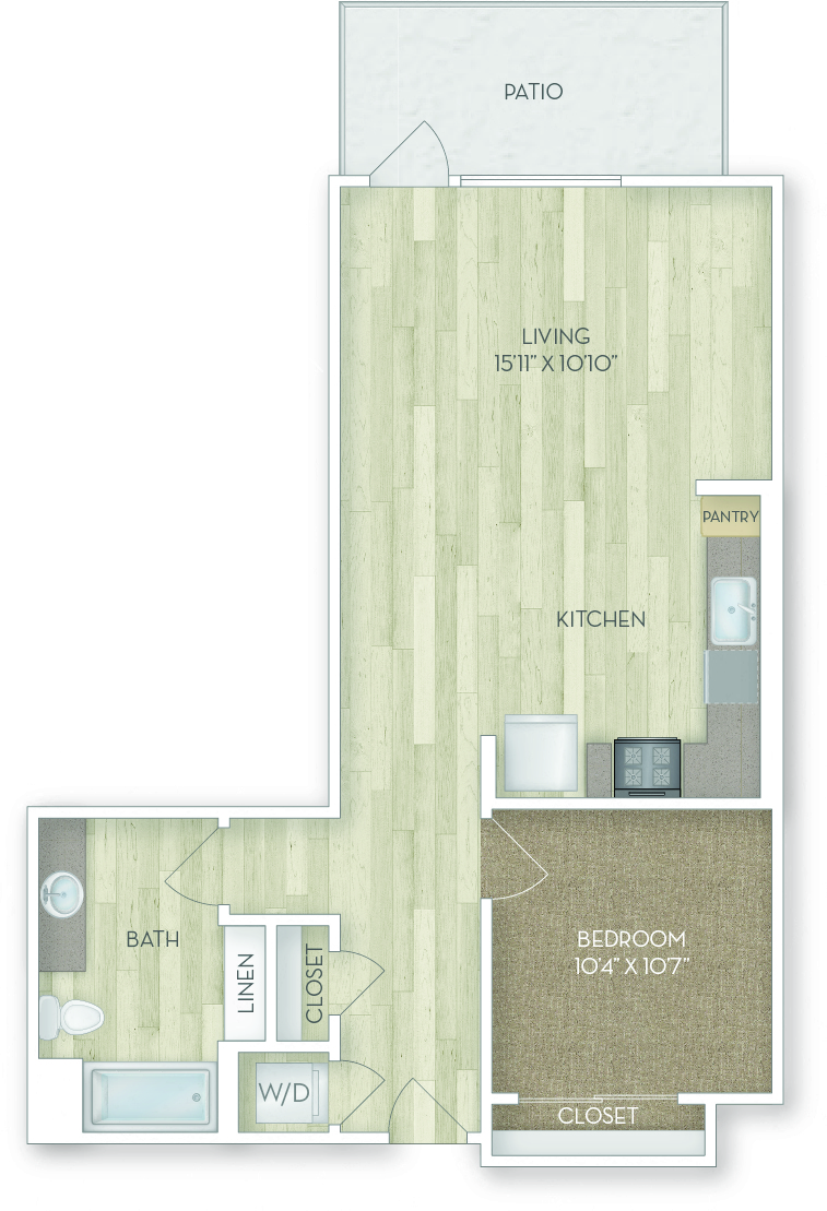 Cordova 1 Bedroom Floor Plan