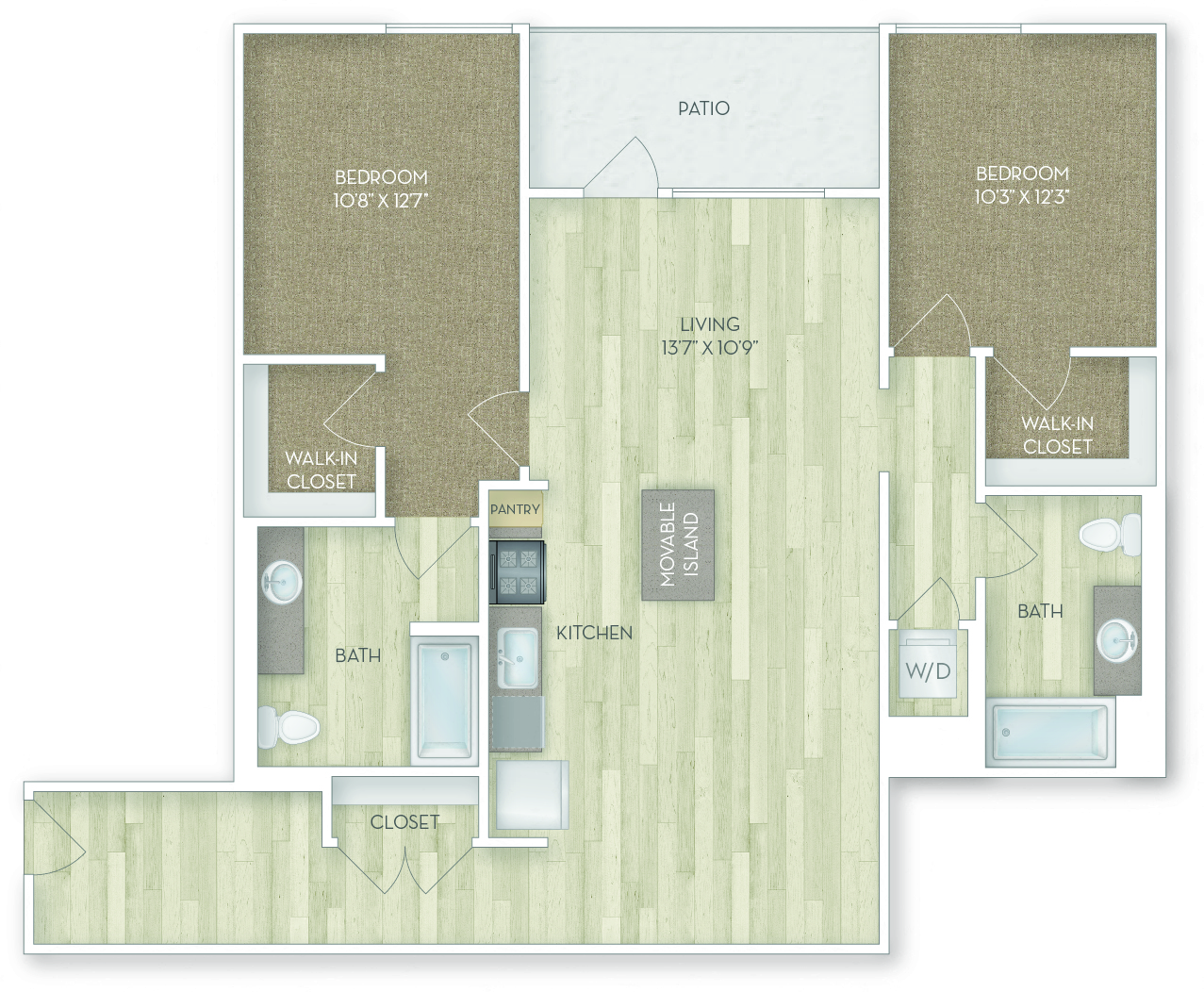 Lake 2 Bedroom Floor Plan