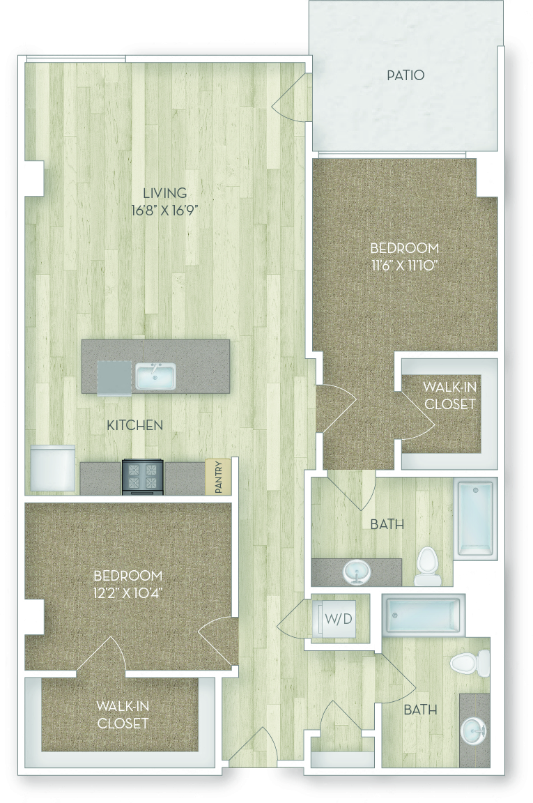 Sheldon 2 Bedroom Floor Plan
