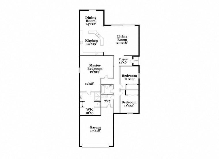 a floor plan of a home with a mix of bedrooms and baths and a garage