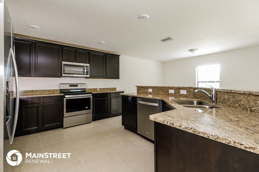 a kitchen with stainless steel appliances and granite counter tops