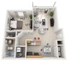 One bedroom floorplan layout