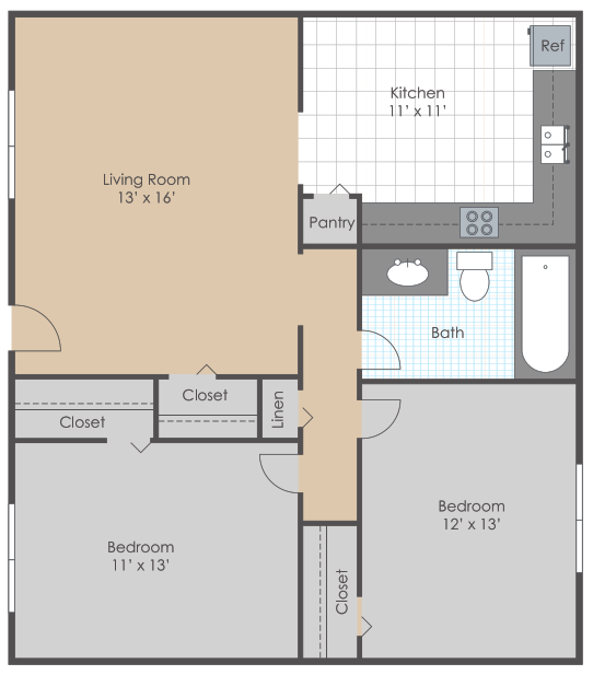 2 Bed 1 Bath