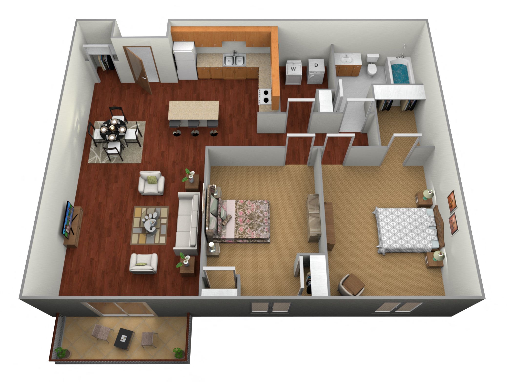 2 bedroom 1 bath Floor Plan at Stetson Village Apartments, Minnesota, 56537