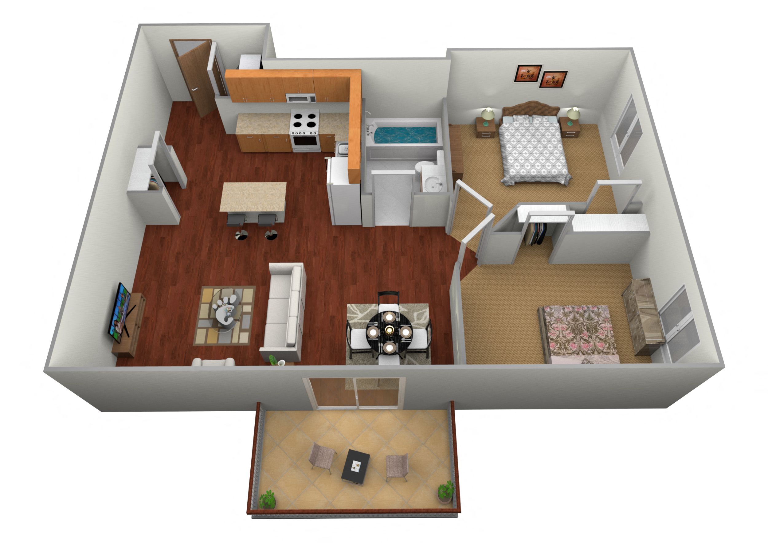2 bed 1 bath Floor Plan at Stetson Village Apartments, Minnesota