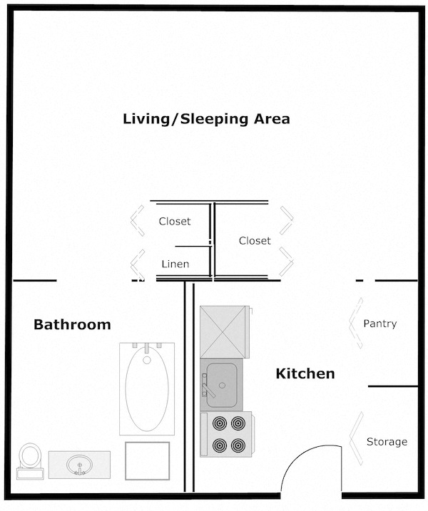 B'nai B'rith I, II, and III Deerfield Apartments in Deerfield Beach, FL Efficiency Floor Plan