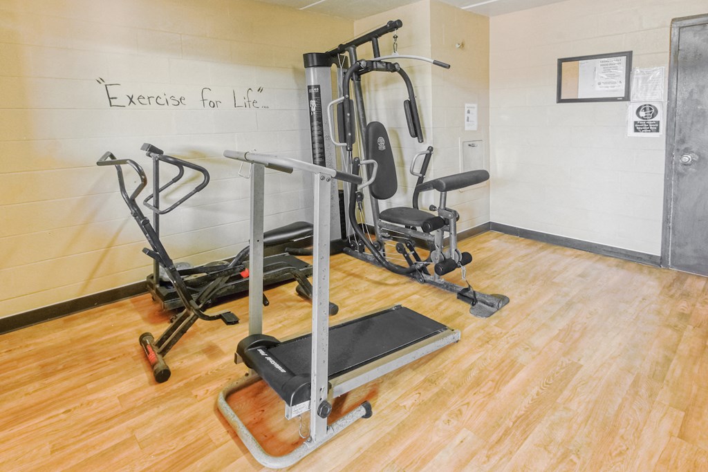 Fitness area with cardio and strength equipment at Casa San Pablo