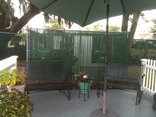 outside courtyard for sitting at Casa Santa Marta II Senior Apartments in Sarasota, FL
