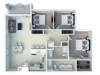 Ageno Apartments | 3 bedrooms 2 bathrooms floor plan 3x2 floor plans available | Ageno Apartments in Livermore, CA