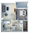 Ageno Apartments | 1 bedroom 1 bathroom floor plan 1x1 units available | Ageno Apartments in Livermore, CA