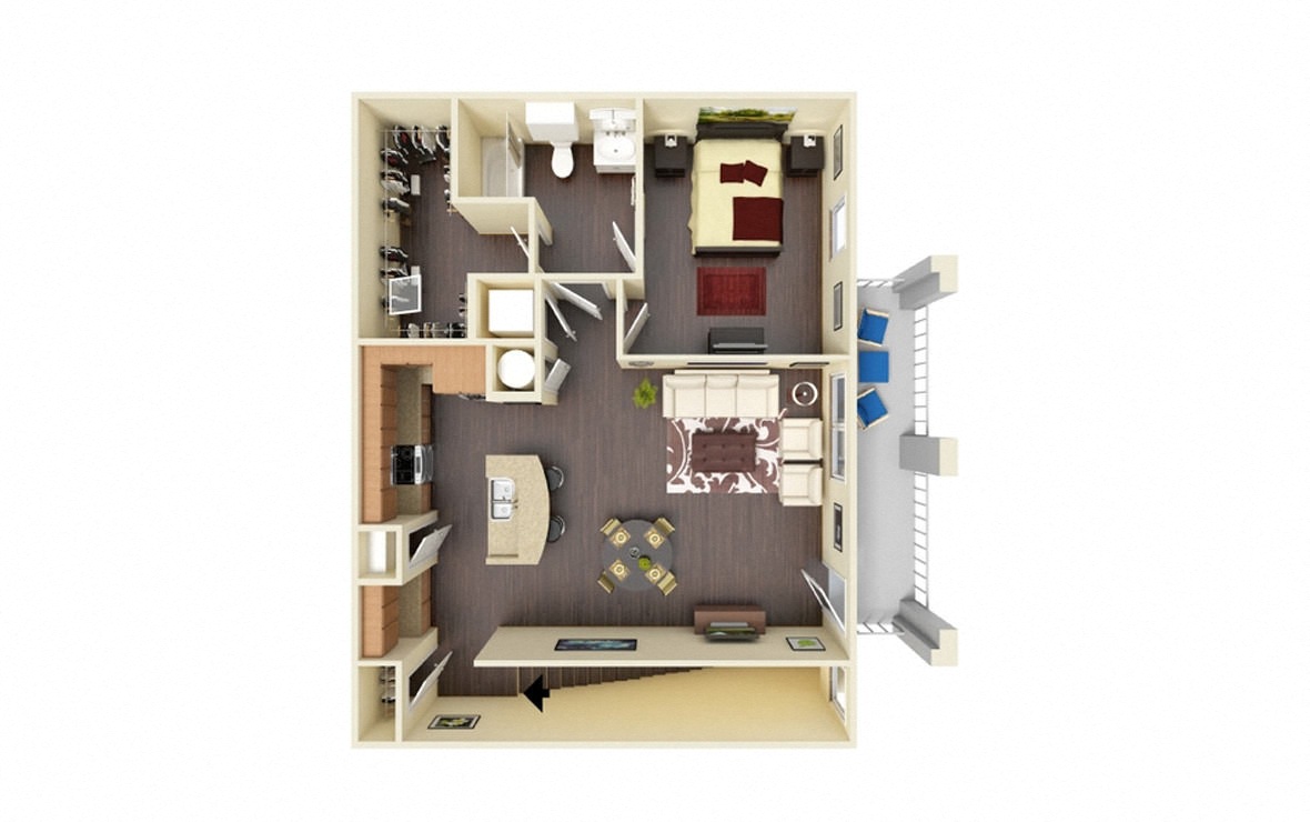 878 Square-Foot Juniper Floor Plan at Residence at Midland, Midland, TX