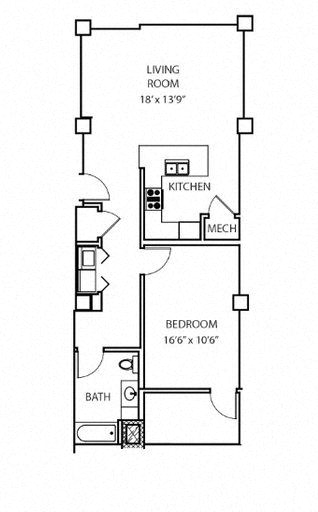 A18 Floor Plan at Residences at Forest Park, Saint Louis, Missouri