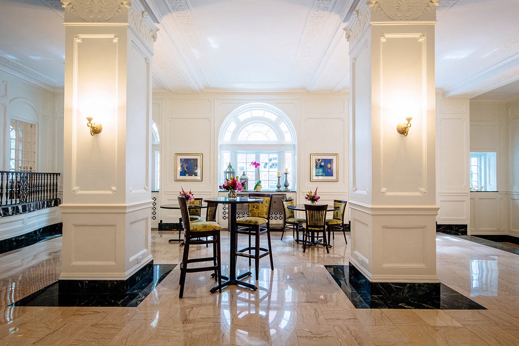 lobby photo with white walls marble flooring at Residences at Forest Park, Missouri, 63108