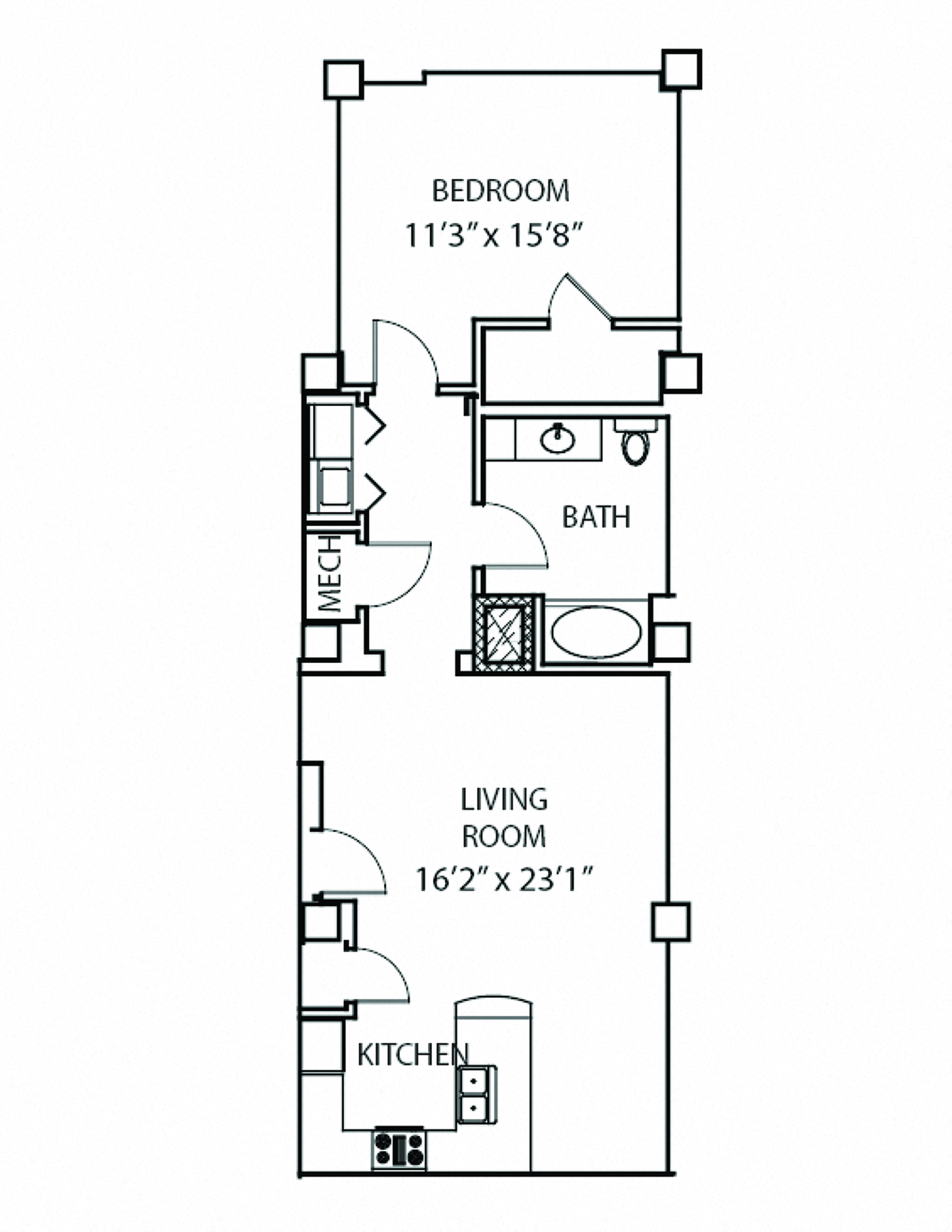 A2 Floor Plan at Residences at Forest Park, Missouri, 63108