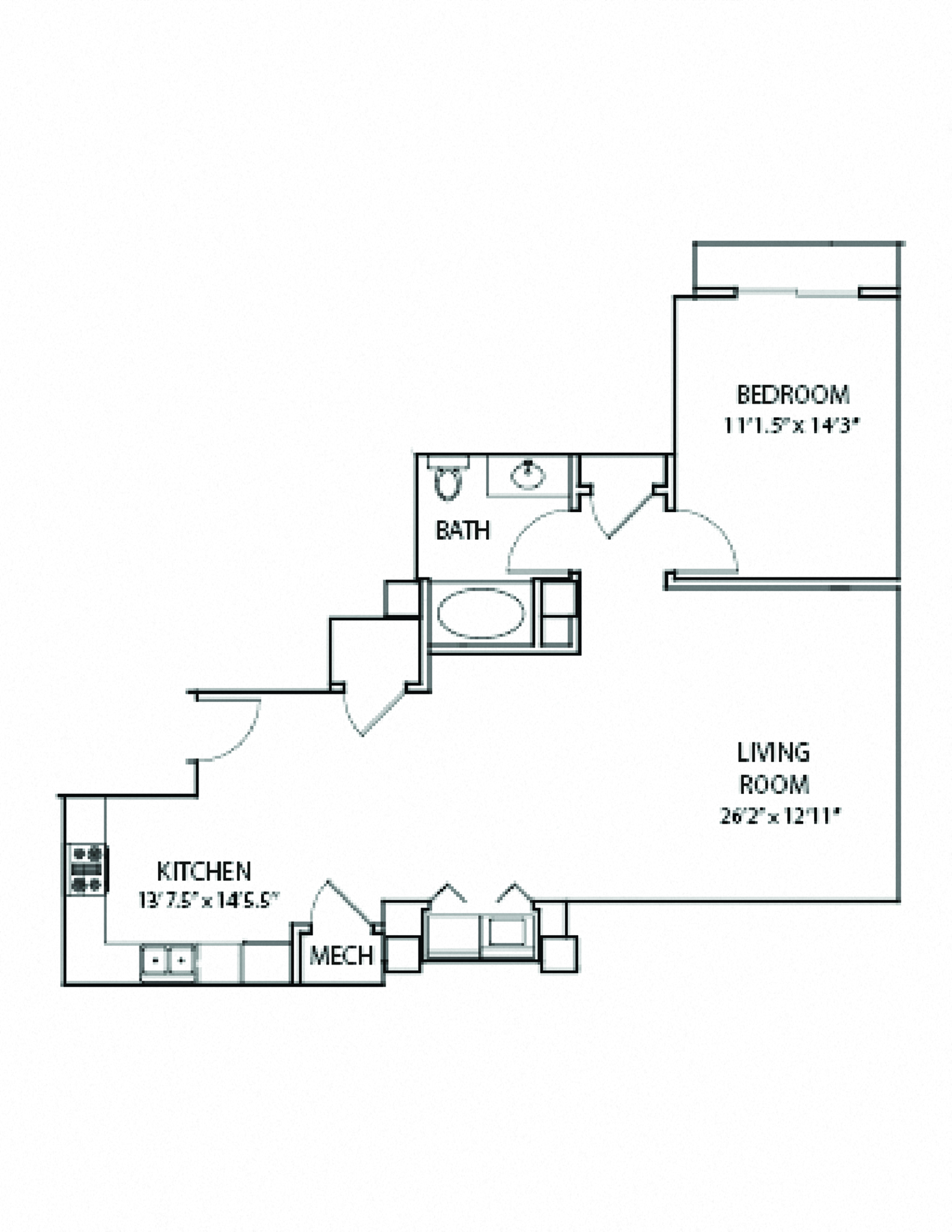A2-1 Floor Plan at Residences at Forest Park, Saint Louis, MO, 63108
