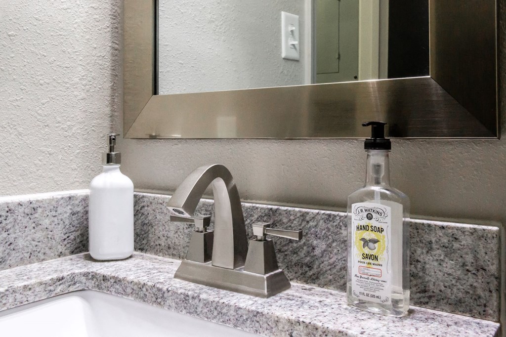 Renovated Bathrooms With Quartz Counters at Element at Kirkwood, Atlanta, GA