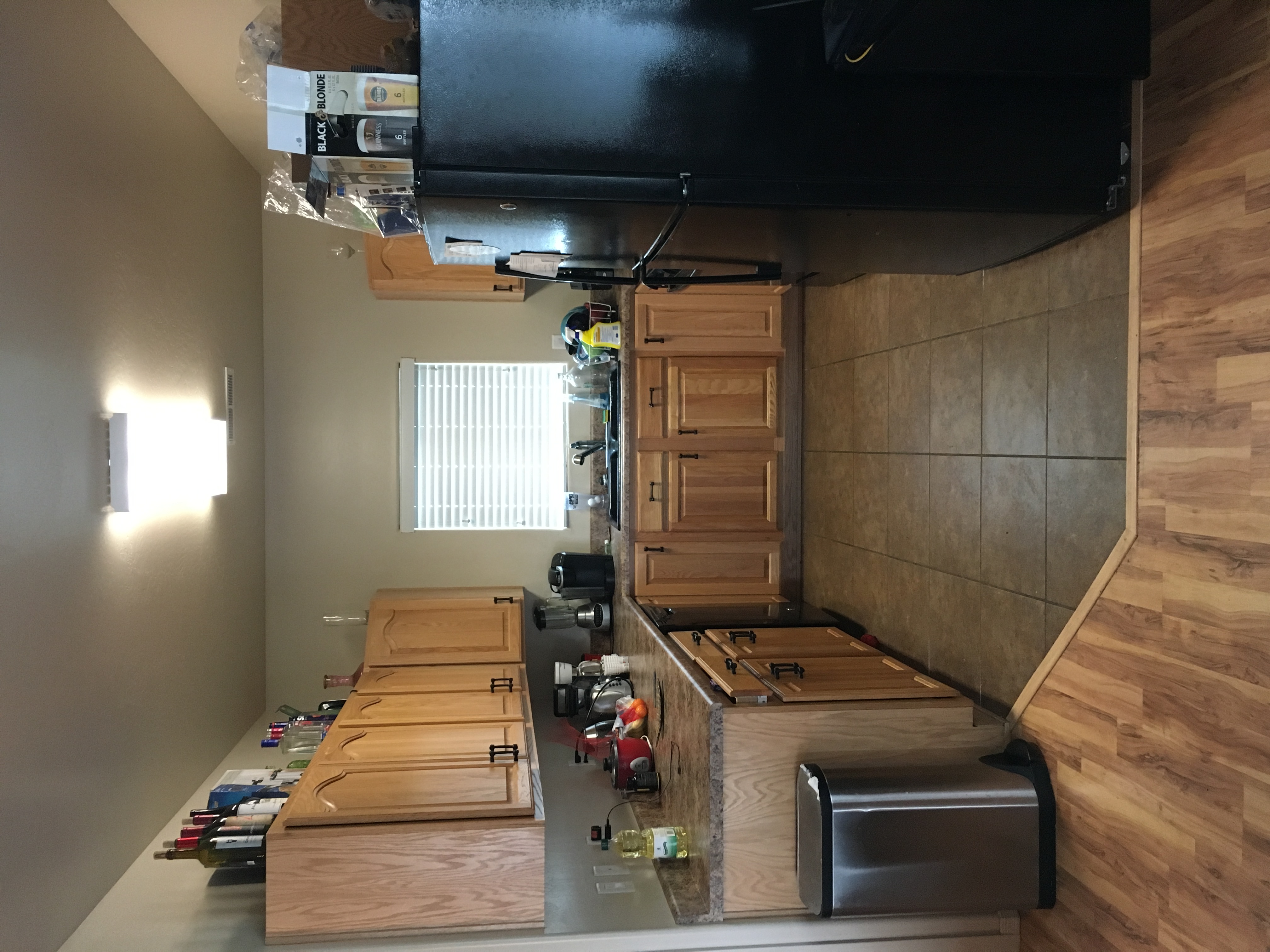 a view of the kitchen from the loft